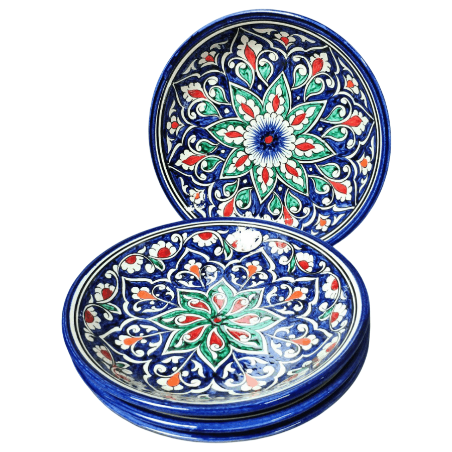 Ляган Риштанская Керамика, 19 см, плоский, Мехроб Синий
