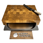 Разделочная торцевая доска из дуба с гастроемкостью 36х30см