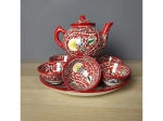 Чайный сервиз "КАРАКАЛАМ"  НА 6 ПЕРСОН Красный