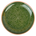 Ляган Риштанская Керамика 32 см. плоский, цвет зелёный/коричневый