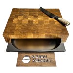 Разделочная торцевая доска из кавказского дуба с гастроемкостью 30х40см